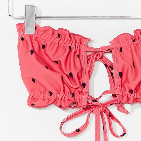 Watermelon Print Ruffle Bandeau Bikini Set - Picture 2 of 3